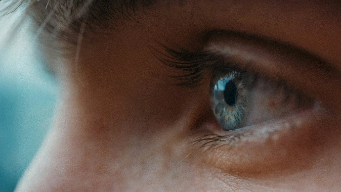 A close-up of a blue eye